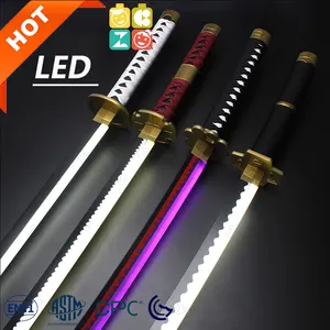 Espada Katana de madeira para caça a demônios, espada de samurai de anime com luz LED, brinquedo de brinquedo com adereços de madeira, novo de 104 cm