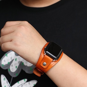 Cinturino di Lusso per <span class=keywords><strong>Apple</strong></span> Watch in Vera Pelle di Vacchetta, Stile Retrò con Chiusura a Polsino, 38/40MM, Accessori per Orologi - Product Image 2