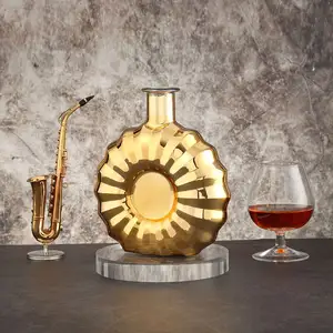 Factory Customize Top Quality Empty Brandy Bottle 700ml Frosted Clear Carved Labeled Liquor Glass Bottle