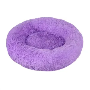 Anjuny toptan taşınabilir yıkanabilir yuvarlak Plaited peluş renkli yumuşak sıcak lüks kedi Pet köpek yatakları