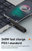 Cable de Datos USB-C Macho/Hembra, Carga Rápida PD de 240W, 40Gbps, OTG, FPC, Cable Corto Tipo-C 4.0 para Computadora, Banco de Energía, Disco Duro, Impresora, IOS