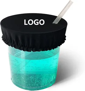 Couvercle de boisson Logo personnalisé couvercle de tasse élastique noir couvercle de tasse en verre préservatif pour boissons
