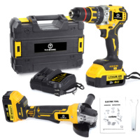 Kit combiné d'outils électriques sans fil AG55 21V au lithium-ion, perceuse à percussion, clé à chocs, meuleuse d'angle, coffret en aluminium rigide, OEM