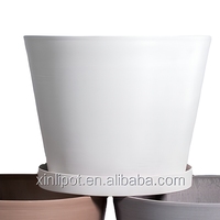 Pot Bunga Plastik Bulat Modern dengan Alas, Ringan, Tahan Lama, Berwarna-warni, untuk Tanaman Indoor & Outdoor, Cocok untuk Berkebun di Rumah
