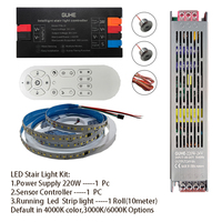 Contrôleur de lumière d'escalier LED 24V avec capteur à 2 mouvements Double lumière blanche Bande d'eau courante blanche à chaque étage 8mm de largeur de circuit imprimé