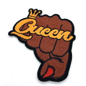 Parches de feminismo de corona de puño de Reina negra con apliques bordados de hierro - Product Image 5