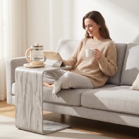 Table d'appoint carrée en acrylique personnalisable, marbre blanc, style moderne et luxueux, pour hôtel, salon, canapé, chambre à coucher, table de chevet