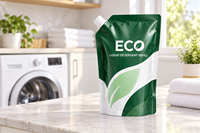 Pochette à bec verseur personnalisée pour lessive liquide, savon, recharge, emballage Doypack autoportant avec bouchon à vis et logo de marque