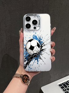 <span class=keywords><strong>Coque</strong></span> de protection antichoc pour iPhone <span class=keywords><strong>avec</strong></span> motif ballon de football et filet, cadre électroplaqué, compatible <span class=keywords><strong>avec</strong></span> les modèles 17/16/15/14/13 ProMax - Product Image 3