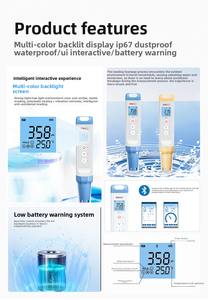 PH1 dksci + ดิจิตอลแบบพกพา pph/orp/ เครื่องทดสอบการนำไฟฟ้าที่มีการตรวจจับอุณหภูมิความละเอียด0.01pH 1% ความแม่นยำ - Product Image 3