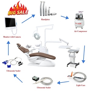 Conjunto de equipamentos odontológicos incluindo cadeiras elétricas com compressor de ar, material plástico de aço para venda, cadeira odontológica - Product Image 2