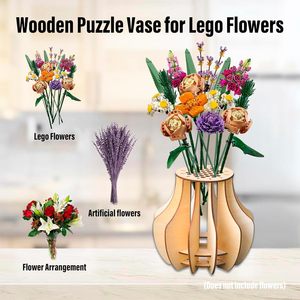 Nouveau design – Vase de présentation en bois à construire soi-même, puzzle 3D en forme de fleur pour adultes - Product Image 4