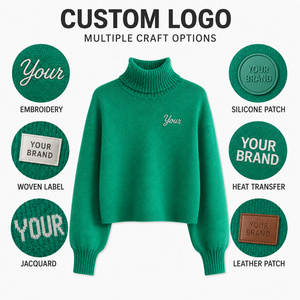 Factory Custom inverno Casual caldo lavorato a maglia da donna oversize maglia a manica lunga maglione a collo alto largo da donna - Product Image 3