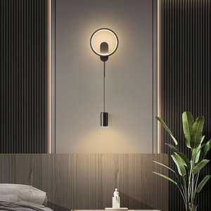 Nuevo estilo moderno minimalista negro oro pared Sconce cabecera pasillo sala de estar telón de fondo línea lámpara de pared interior - Product Image 6