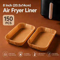 Papiers sulfurés rectangulaires marron double face antiadhésifs pour friteuse à air, 150 pièces jetables 20,5x14cm pour panier double de four à pain