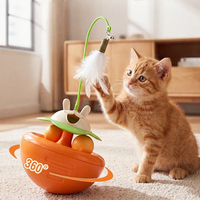Juguetes Interactivos para Mascotas: Set de Bolas para Gatos, Dispensador de Comida con Doble Pista de Bolas, Pluma y Campana, Juguetes de Enriquecimiento para Mascotas