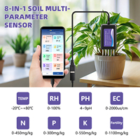 Testeur de sol IP68 à 5 sondes de 11 cm, type C, prend en charge 8 langues, mesure du pH du sol, de l'EC, de l'humidité, de la température, du NPK, de la fertilité du sol, capteur de sol