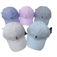 Casquette de baseball unisexe Kingsa Textile WS-633, style européen et américain, avec logo petit cheval, rayures, 6 panneaux, en PVC, à dessus souple, tendance