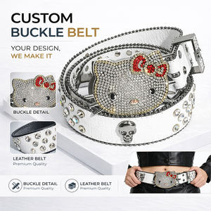 Hebilla de Cinturón de Lujo con Incrustaciones de Diamantes de Imitación, Diseño de Gato, Aleación de Zinc, para Hombres y Mujeres, Joyería Hip Hop - Product Image 1