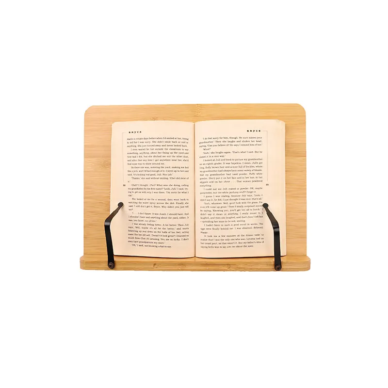 Porte-livre réglable plateau Page trombones livre de cuisine bureau de lecture Portable robuste support de livre en bambou support de livre