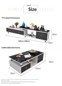 Ensemble de meubles de salon de style nordique moderne et luxueux, vente flash, meuble TV noir, <span class=keywords><strong>table</strong></span> <span class=keywords><strong>basse</strong></span> pour la maison ou l'hôtel, design minimaliste - Product Image 6