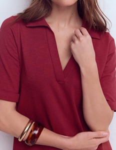 Camiseta Polo Lisa Bordada Personalizada, 180 g/m², Camisas Largas, Vestido Sexy con Cuello en V para Mujer, Vestido Camisero de Algodón para Mujer, Venta al Por Mayor - Product Image 4