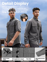 Chemise de chasse et de randonnée légère et extensible en polyester 100 %, à manches longues, respirante, en sergé, résistante à l'eau