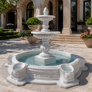 Fuente de jardín exterior con esculturas de figuras clásicas y fuente de agua en mármol blanco para plaza - Product Image 1