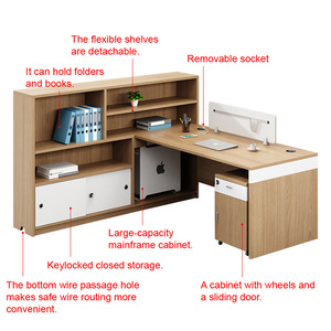 L-förmiger Schreibtisch mit Seitens chrank Akten schrank-Moderner minimalisti scher Personal-Büro-Computer tisch - Product Image 2