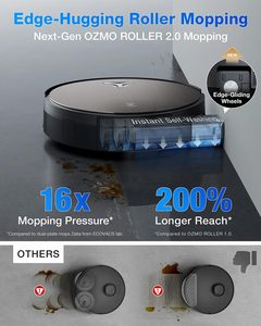 Pour aspirateur robot et serpillière ECOVACS DEEBOT X11 OmniCyclone OZMO Roller 2.0 auto-nettoyant, aspiration de 19 500 Pa pour sols durs/tapis/carrelage - Product Image 4