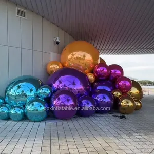 Giant large inflatable metallic balls colorful mirror ball disco shinny laser inflatable mirror balloon for decoration