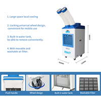 Aire Acondicionado Industrial Móvil de 12000 Btu y 1 Tonelada, 2 Tubos de Aire Frío, Enfriador de Espacio Único, Aire Acondicionado Portátil de 100-240 V y 45-50 dB