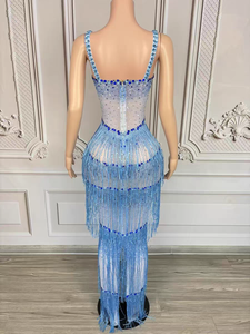 Robe de soirée longue maxi pour <span class=keywords><strong>femme</strong></span> AD2980, robe de bal romantique, strass scintillants, franges, sexy, élégante, robe de soirée - Product Image 5