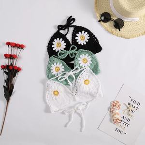 Ensemble de bikini en crochet floral rétro fait main pour femmes, maillot de bain 2 pièces personnalisé, vêtements de plage sexy, tricot à la main - Product Image 5