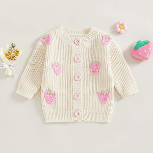Cardigan en tricot à col rond pour garçons, broderie, vêtements pour enfants, couleur unie, coton, <span class=keywords><strong>manteau</strong></span>, manches longues, décontracté, pulls en tricot pour tout-petits - Product Image 1