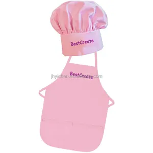 Washable Boutique Cheap Wholesale Children Kitchen Apron Set with Hat For Kids Kitchen Chef Cooking Cleaning