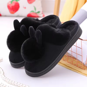 Chaussons d'intérieur en peluche à pompon unique pour hommes et femmes, chauds pour l'hiver, épaissis, à longues oreilles, antidérapants et respirants - Product Image 2