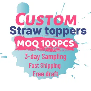 10mm 8mm OEM Manufacturer Factory Business Logo Anime 2D 3D Straw Cover Custom Make Soft Rubber PVC Drinking Straw Toppers 122