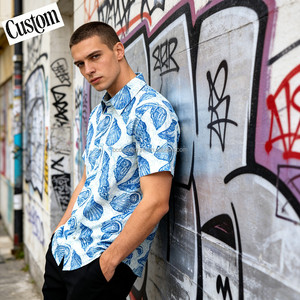 Men's Casual Short Sleeve Summer <strong>Shirt</strong> All-Over Green Flame Print <strong>Revere</strong> <strong>Collar</strong> Plus Size Breathable Plain Dyed Street Style - Product Image 1