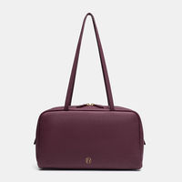 Sac à bandoulière en cuir PU bordeaux personnalisé, sac à main rectangulaire minimaliste pour femme, longues sangles fines, usage quotidien, OEM ODM