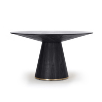 Table à Manger Ronde en Bois Noir au Design Nordique pour Salle à Manger Moderne, Capacité 4-8 Personnes, Plusieurs Tailles, Personnalisation OEM