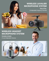 Şarj edilebilir kablosuz mikrofon sistemi PA hoparlör kayıt mikrofonu kulaklık/Stand/yaka mikrofon Bodypack verici alıcı