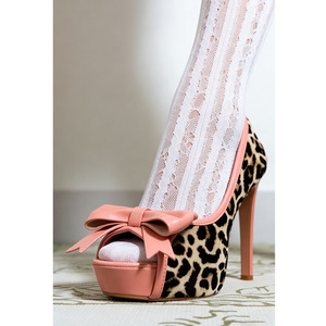 Sandalias de Plataforma con Tacón de Aguja y Punta Abierta, Estilo Francés, Estampado de Leopardo, con Lazo, para Mujer, Primavera-Verano 2026 - Product Image 2