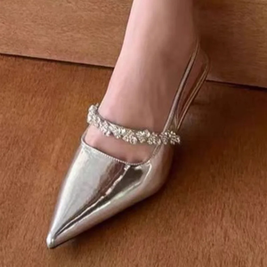 2025 nuevas sandalias puntiagudas sexis de diseñador de marca de verano cómodas Sandalias de tacón medio sin cordones para mujer tacones altos de oficina ligeros - Product Image 5