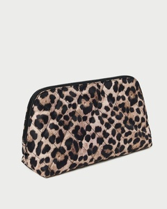 Bolsa de Cosméticos Acolchada Personalizada con Estampado de Leopardo, Cierre de Cremallera, Bolsa de Cosméticos de Nailon con Logotipo de Algodón para Mujer, Uso Diario - Product Image 3