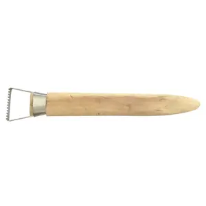 Coltello da taglio seghettato in acciaio inossidabile HAOFENG coltello da taglio con manico in bambù coltello da riparazione strumento per intaglio a mano modello di argilla strumento fai da te