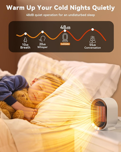 Chauffage d'appoint électrique portable d'intérieur 1200W PTC en plastique, chauffage rapide, thermostat, protection contre la surchauffe, silencieux, pour petite pièce, chambre - Product Image 6