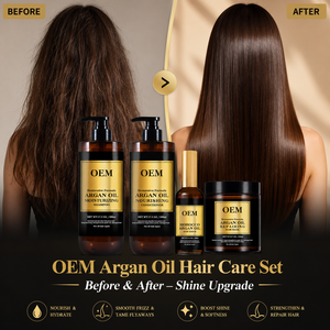 Wholesale Organic Argan Oil Hair Care Set <b>Shampoo</b> Conditioner Hair Mask Hair Serum Private Label OEM Factory Supply - Product Image 1