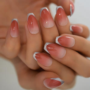 Prensa en las <span class=keywords><strong>uñas</strong></span> Ataúd con puntas francesas Ombre Pink Colors Productos de belleza brillantes Manicura - Product Image 2