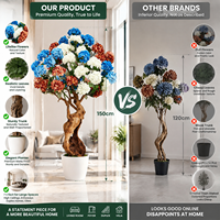 Pohon Bunga Salju Buatan Mewah, Bonsai Hydrangea Realistis dari Fiber Glass untuk Dekorasi Pernikahan, Taman, dan Lanskap Hotel